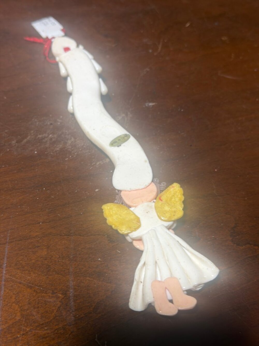 Handmade Polymer Clay Angel Christmas Ornament – Gold Stars, With Tag